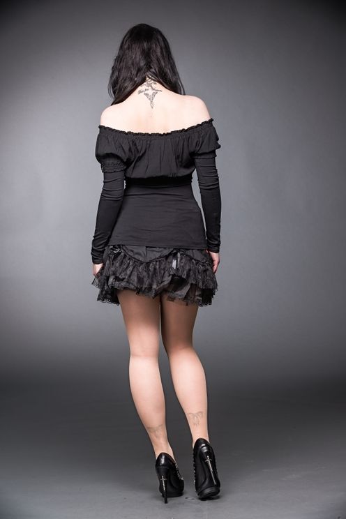 Carmen Gypsy Top  in zwart shoulder-off model - Babashope - 6