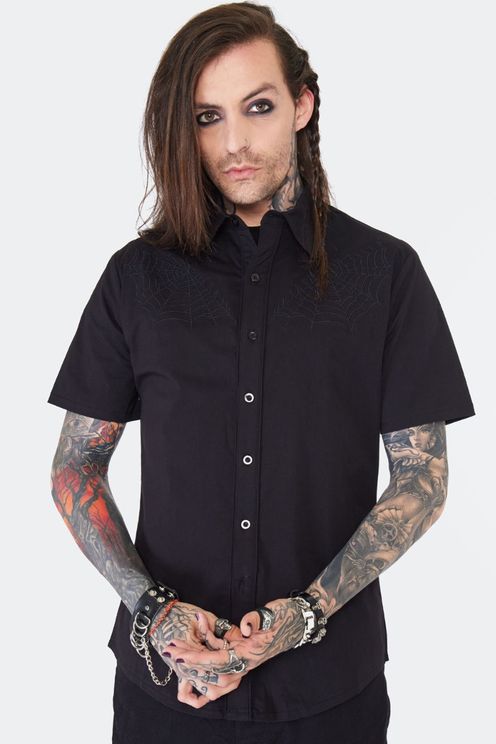 spiderweb (geborduurd) shirt korte mouw - Babashope - 5