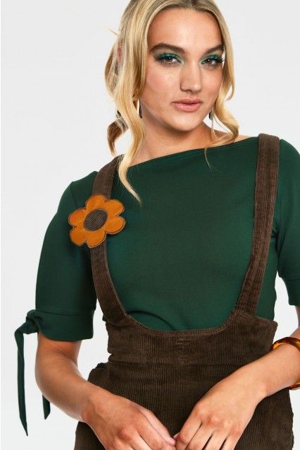 Bo mustard flower corduroy overall skirt - Babashope - 4