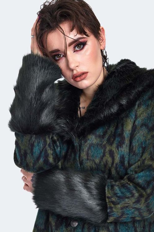 Snake Faux Fur Coat Jawbreaker - Babashope - 4