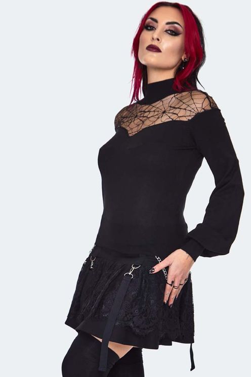 Jawbreaker Spiderweb Lace Sweater - Babashope - 5