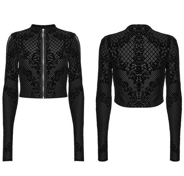 Punk mesh longsleeved top met rits - Babashope - 6