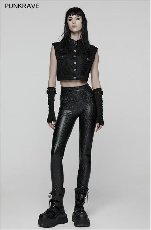 Black cool punk short vest - Babashope - 10