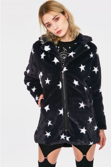 Starry eyes faux fur coat - Babashope - 11