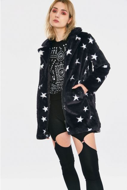 Starry eyes faux fur coat - Babashope - 11