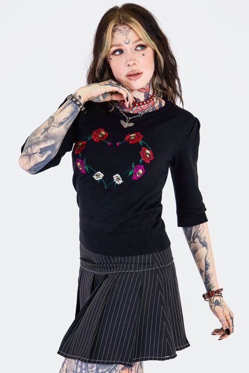 Skull Flower Heart gebreide Sweater - Babashope - 5