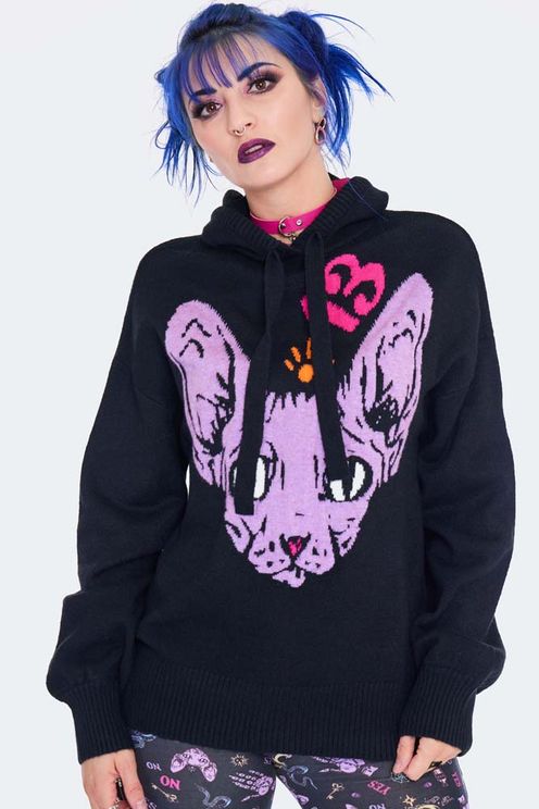 Intarsia cat trui gebreid oversized - Babashope - 5