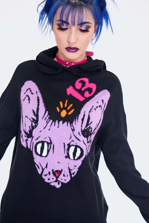 Intarsia cat trui gebreid oversized - Babashope - 5