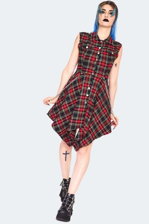 Tartan Shirtdress With Chains - Babashope - 5