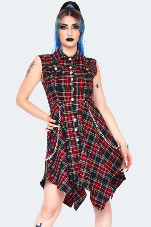 Tartan Shirtdress With Chains - Babashope - 5