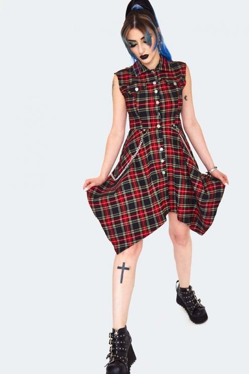 Tartan Shirtdress With Chains - Babashope - 5