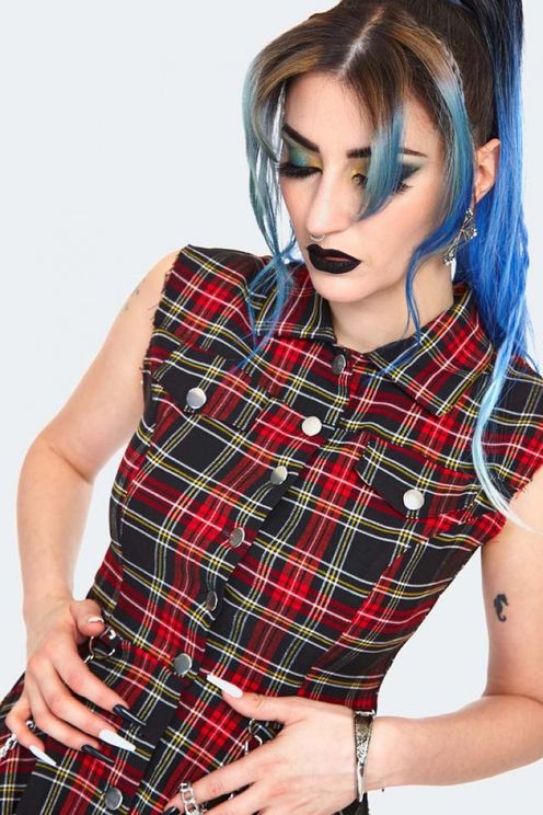 Tartan Shirtdress With Chains - Babashope - 5