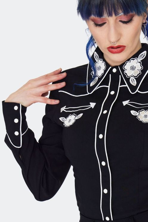 Western flowers geborduurd shirt - Babashope - 6