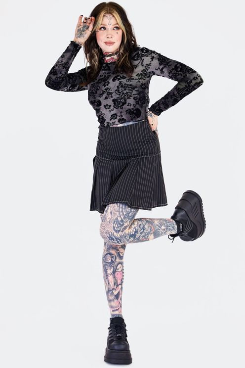 Skull crop top flock printed - Babashope - 5