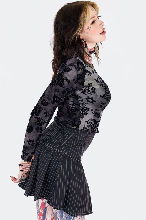 Skull crop top flock printed - Babashope - 5