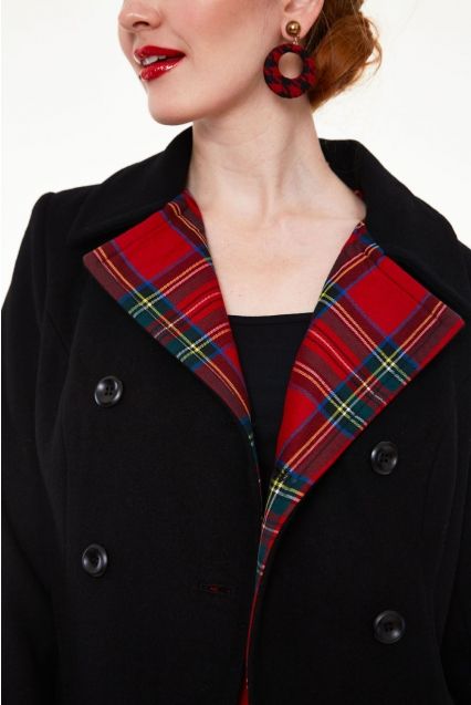 Vanessa Contrast Tartan Coat - Babashope - 6