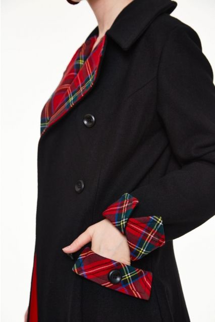 Vanessa Contrast Tartan Coat - Babashope - 6