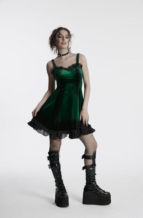 Green goth gradient dress - Babashope - 11