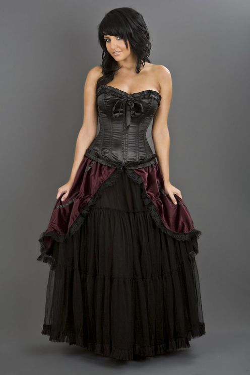 Burleska - Victorian long skirt burgundy velvet - Gothic Skirt - Babashope - 2