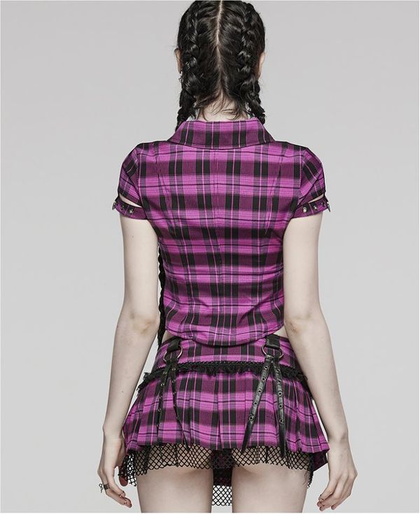 Punkrave Cher Plaid Shirt (violet & zwart) - Babashope - 7