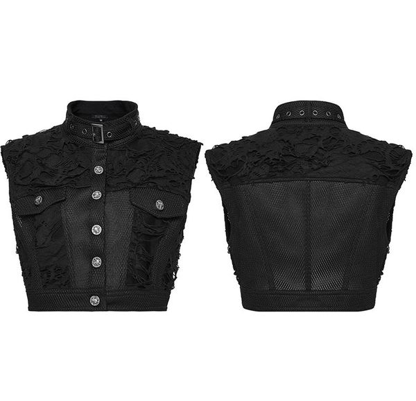 Black cool punk short vest - Babashope - 10