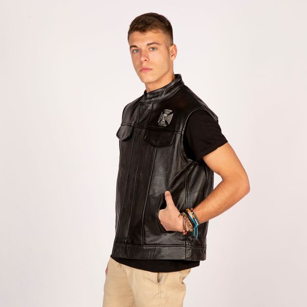 Newrock W-NRLMJ011-S2 Malta leder heren vest - Babashope - 6