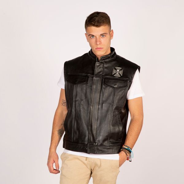 Newrock W-NRLMJ011-S2 Malta leder heren vest - Babashope - 6