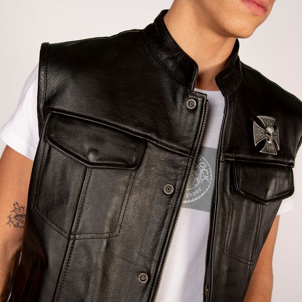 Newrock W-NRLMJ011-S2 Malta leder heren vest - Babashope - 6