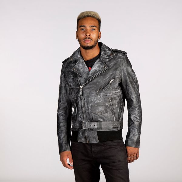 Newrock W-NRLMJ073-S1 black milted leather jacket - Babashope - 3