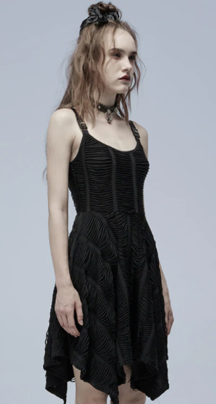 Goth assymetric slip dress - Babashope - 5