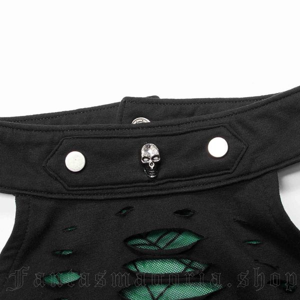 Halter top zwart/groen punkrave - Babashope - 8