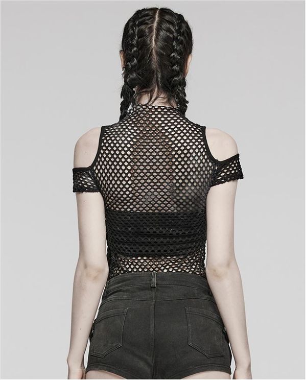 Punkrave Phoenix Mesh Crop Top (zwart) - Babashope - 4