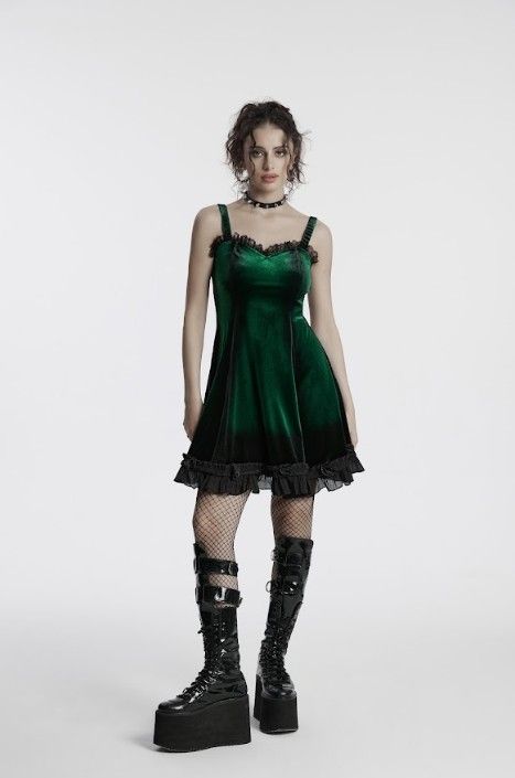 Green goth gradient dress - Babashope - 11